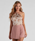 Sweet In Floral Satin Halter Top