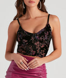 Dark Floral Velvet Mesh Corset