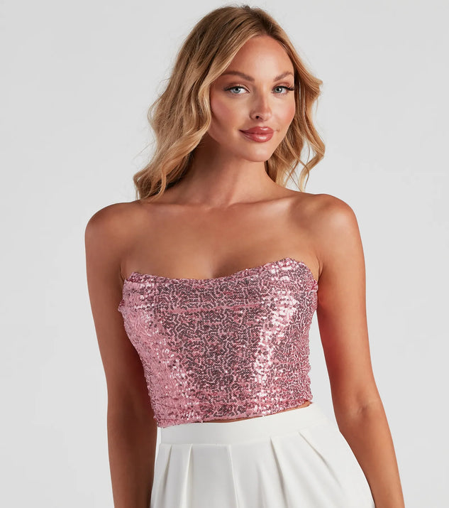 She's Glowing Sequin Corset Top | Windsor