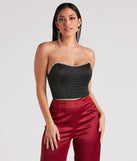 The Cause For Rhinestone Trim Bustier in black with a modern design and trendy look is part of the latest women's tops collection to elevate your 2025 wardrobe.