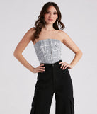 In Other News Lace-Up Newspaper Corset Top
