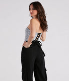 In Other News Lace-Up Newspaper Corset Top