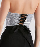 In Other News Lace-Up Newspaper Corset Top