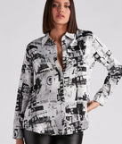 Daily Scoop Satin Newspaper Top
