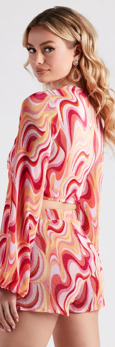 So Retro Swirl Print Crop Top