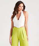 Compliment Starter Linen Halter Corset Top
