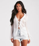 Fashionably Late Chiffon Lattice Top