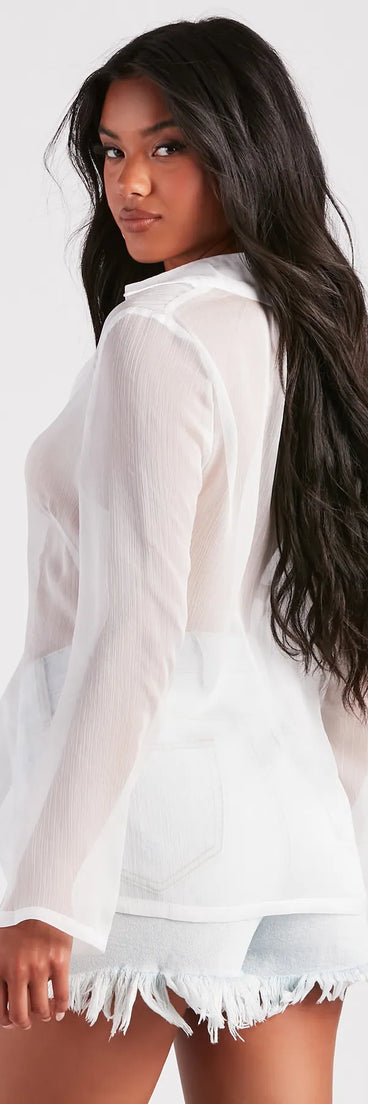 Fashionably Late Chiffon Lattice Top