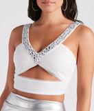 Bejeweled To Meet Ya Mesh Crop Top