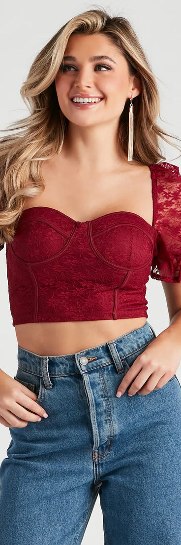 Romance Me Lace Puff Sleeve Bustier