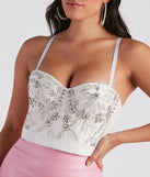 Radiant Glamour Rhinestone Faux Leather Corset