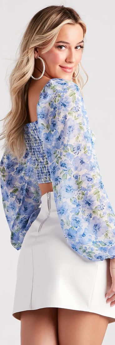 My Favorite Chiffon Floral Crop Top