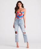 Abstract Allure Watercolor Print Corset Top