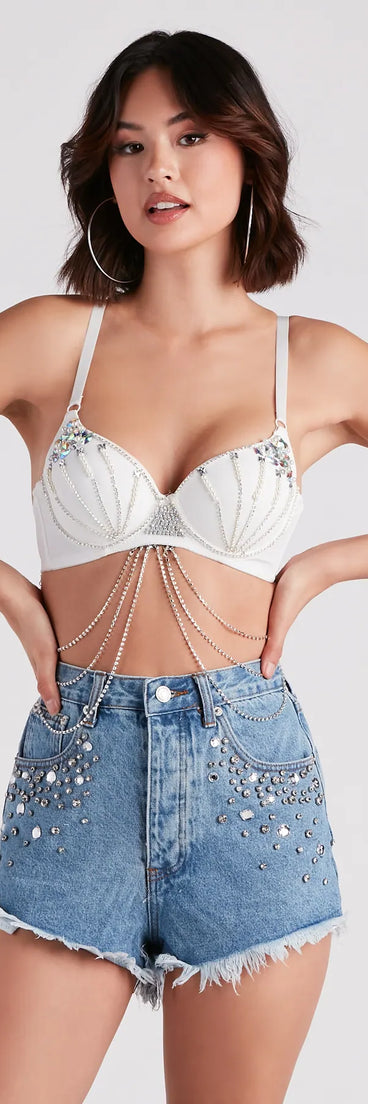 Who's That Girl Rhinestone Chain Bra