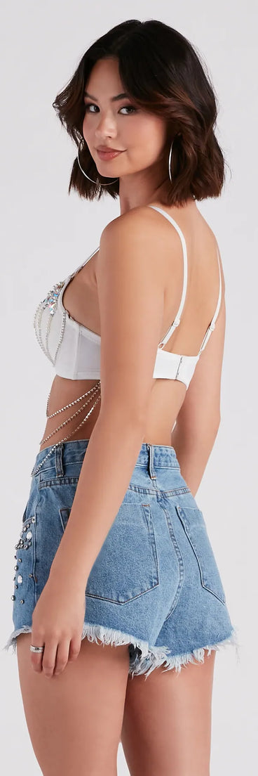 Who's That Girl Rhinestone Chain Bra