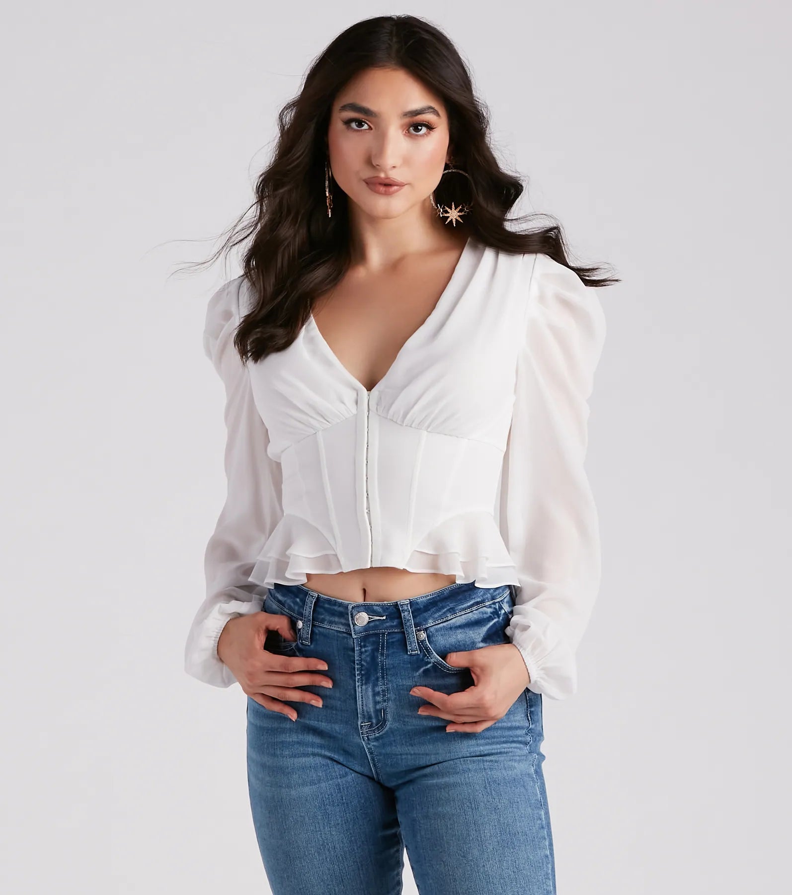 チュニック &quot;Ballerina&quot; feather peplum tops (ivory) Ivory Cut Out Peplum Top | WHISTLES | Whistles US |