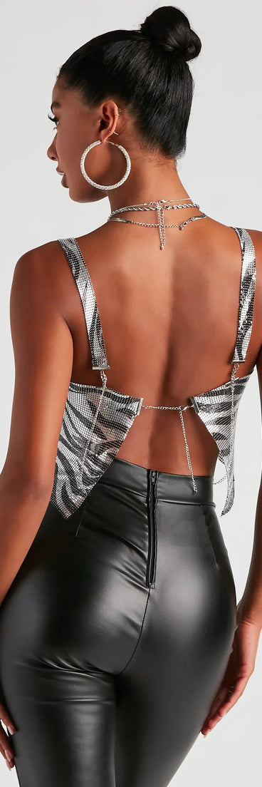 Wild Side Zebra Print Chainmail Top