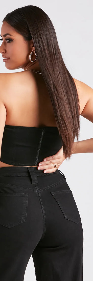 It's A Mood Strapless Twill Denim Corset