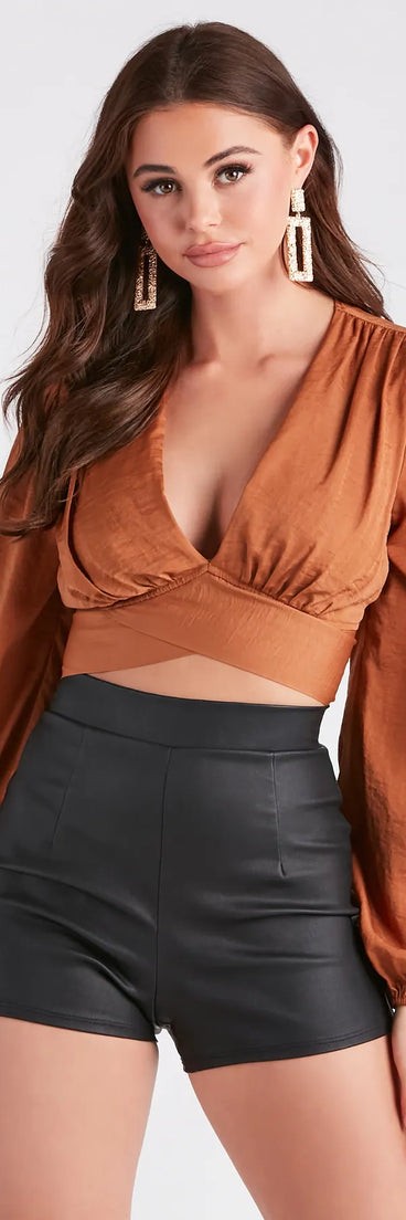 Sun Goes Down Satin Tie Back Crop Top