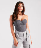 Modern Posh Strapless Pinstripe Corset Top