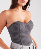Modern Posh Strapless Pinstripe Corset Top