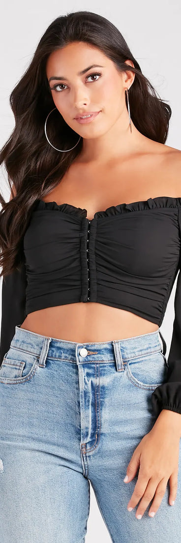 Flirty Attraction Chiffon Corset Crop Top