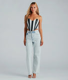 Major Diva Striped Faux Leather Corset Top
