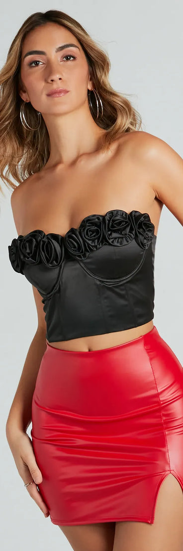 Dreamy Aesthetic Satin Rosette Bustier