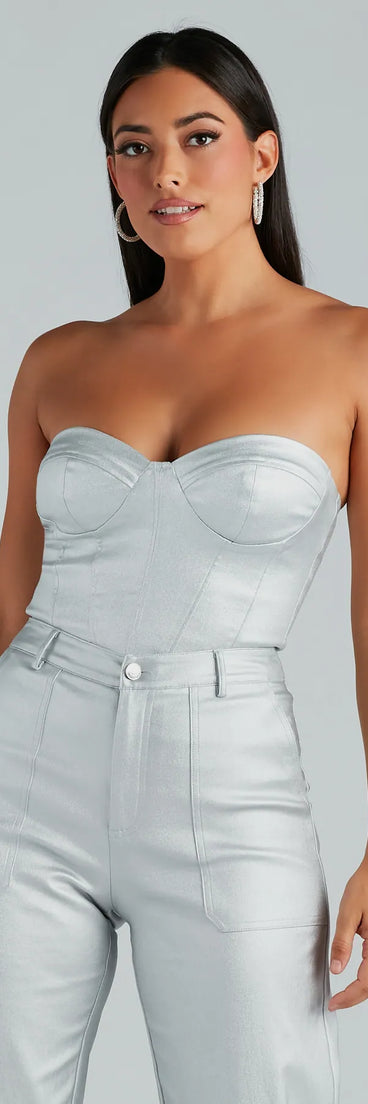 Put On A Show Metallic Strapless Corset Top