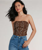 The waist-defining bodice style of the Cute Country Look Western Faux Leather Corset Top in brown is perfect for making a statement with your outfit and provides the structure, molded cups, or lace-up details that capture the corset trend