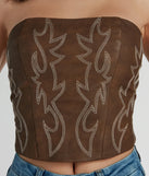 The waist-defining bodice style of the Cute Country Look Western Faux Leather Corset Top in brown is perfect for making a statement with your outfit and provides the structure, molded cups, or lace-up details that capture the corset trend