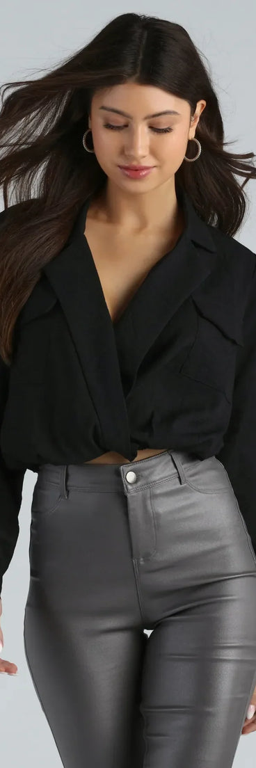 Endless Possibility Surplice Crop Blouse