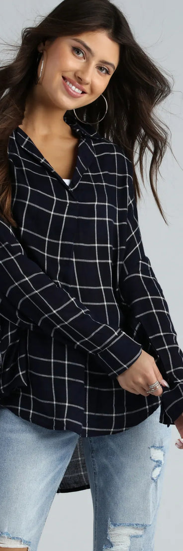 Seasonal Chic Plaid Oversized Top