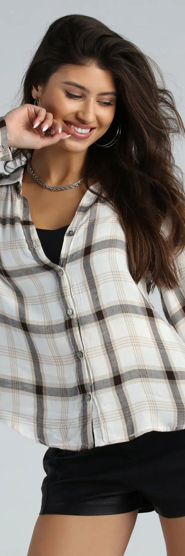 Days In Plaid Button Down Shirt Top