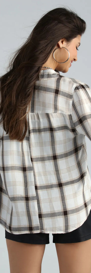 Days In Plaid Button Down Shirt Top