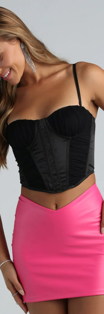 Fancy Me Satin Mesh Ruche Bustier