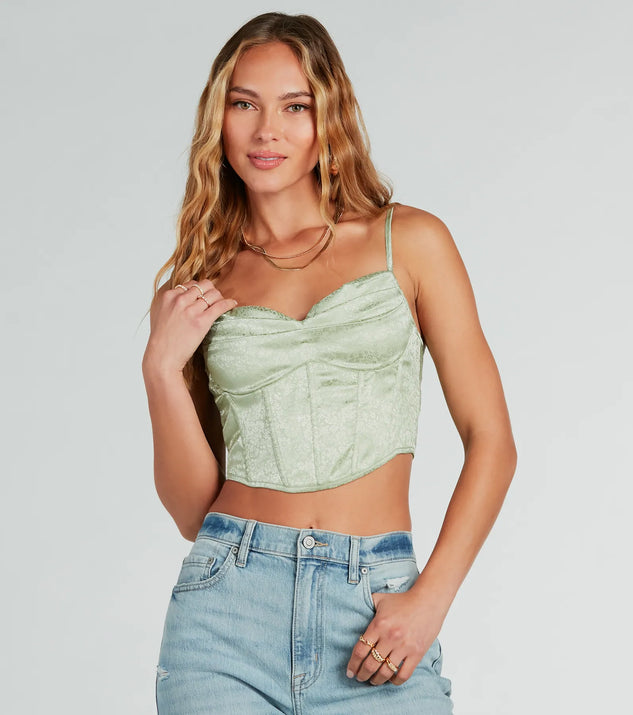 Easily Darling Satin Floral Jacquard Bustier | Windsor