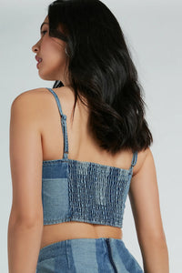 Retro Fab Patchwork Denim Bustier Top | Windsor