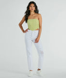 The waist-defining bodice style of the In The Spotlight Strapless Ruched Corset Top in sage is perfect for making a statement with your outfit and provides the structure, molded cups, or lace-up details that capture the corset trend.