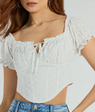 Effortless Mood Off-The-Shoulder Eyelet Corset Top