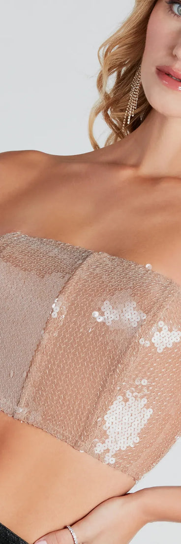 Clear Sign Strapless Sequin Corset Top
