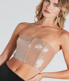 Clear Sign Strapless Sequin Corset Top