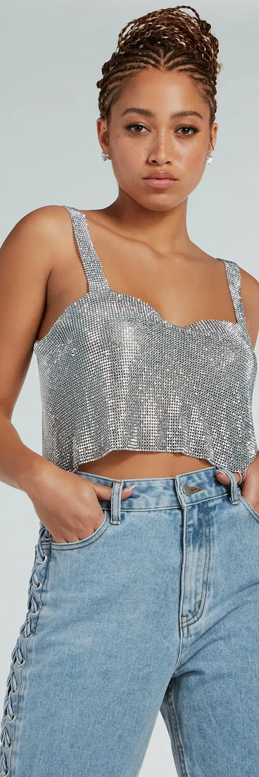 Elevate your holiday style with the She's So Dazzling Sequin Chainmail Tank Top a chic women's tan sequin top featuring shimmering sequins and a party-ready silhouette ideal for sparkly holiday outfits or New Year's Eve attire.