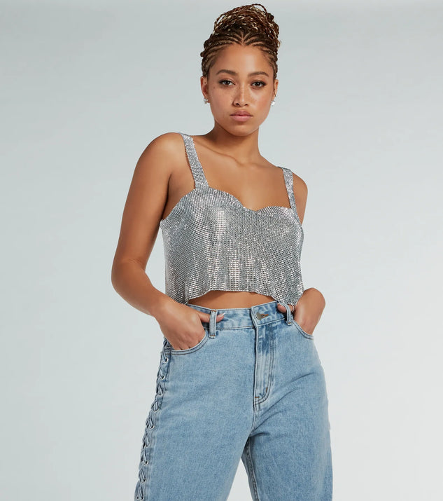 She's So Dazzling Sequin Chainmail Tank Top | Windsor