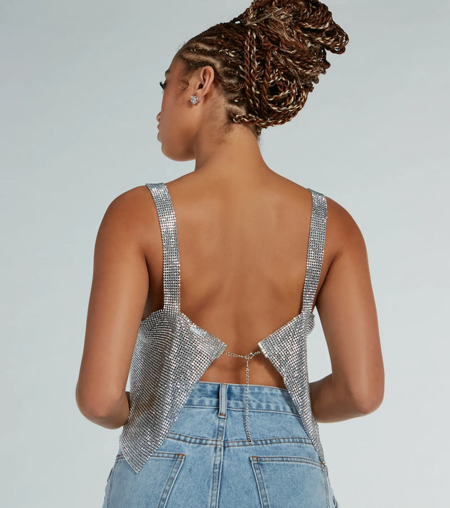 She's So Dazzling Sequin Chainmail Tank Top | Windsor