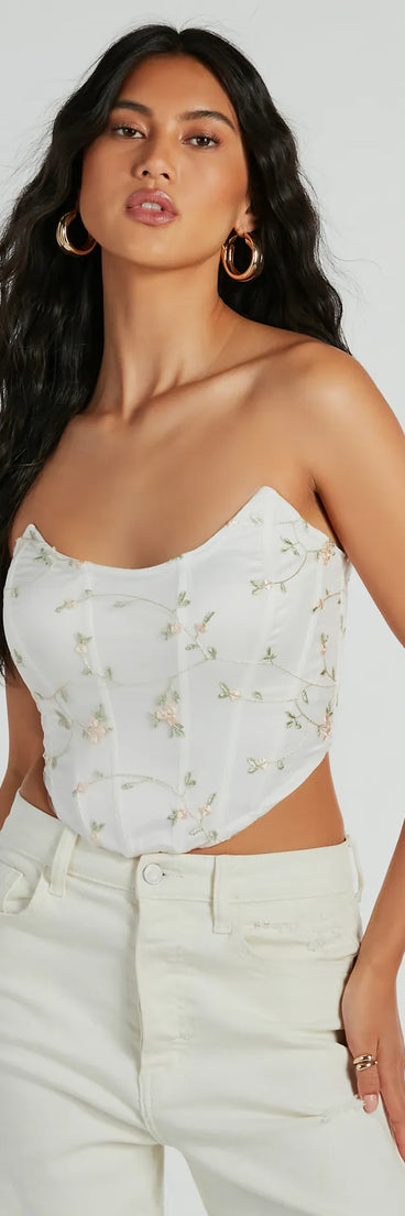 So Dainty Strapless Floral Tulle Corset Top