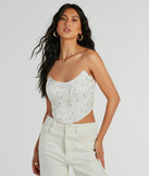 So Dainty Strapless Floral Tulle Corset Top