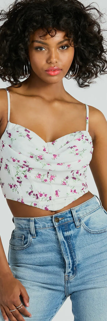 Perfect Harmony Cowl Neck Floral Crop Top