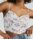 Perfect Harmony Cowl Neck Floral Crop Top