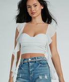 Sweetest Look Ruched And Ruffled Chiffon Crop Top